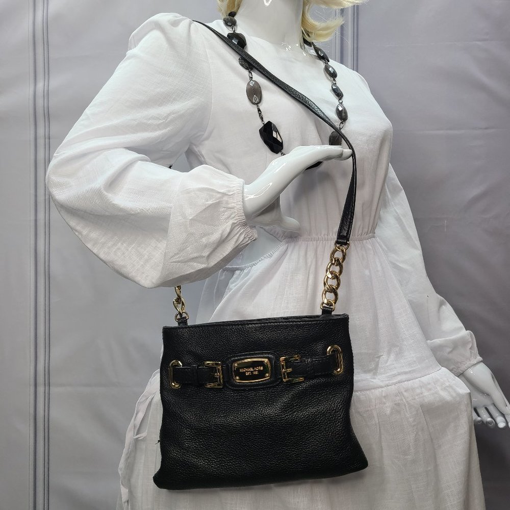 Michael Kors Hamilton Crossbody Bag, Black Pebble Leather